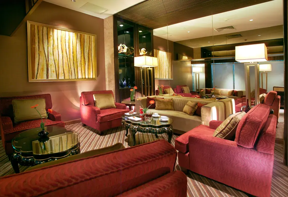 Lounge seating and drapery